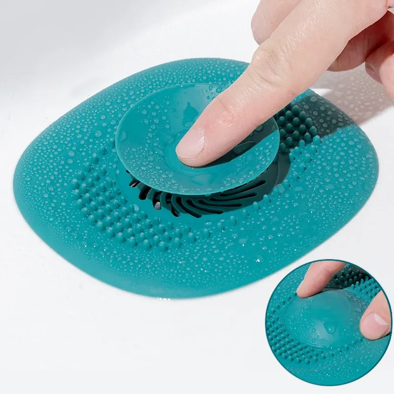 Bouchon attrape-cheveux pour salle de bain, lot de 2, couvercle de vidange de douche avec filtre anti-odeurs et anti-colmatage, bouchon d'évier de cuisine, filtre de vidange 5