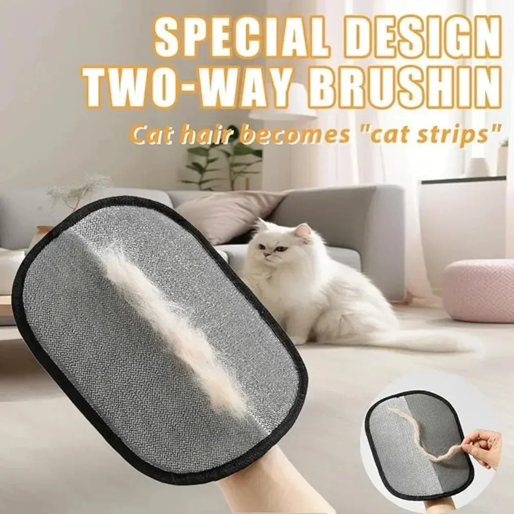 Lot de 2 gants de toilettage pour chat, brosses électrostatiques double face pour retirer les poils d'animaux sur canapés, tapis et vêtements 5