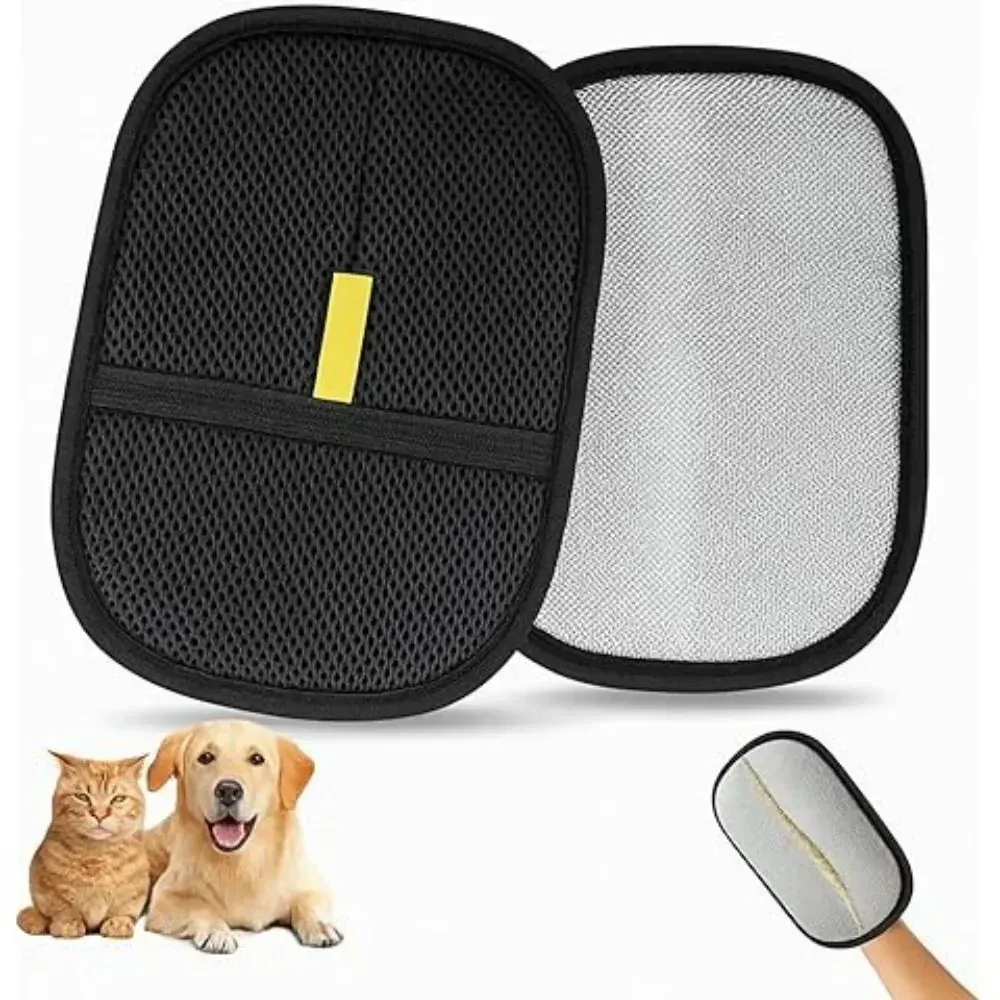 Lot de 2 gants de toilettage pour chat, brosses électrostatiques double face pour retirer les poils d'animaux sur canapés, tapis et vêtements 6
