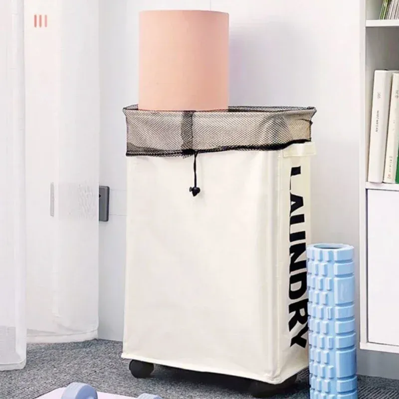 Panier à linge pliable avec roulettes, boîte de rangement pour vêtements et articles de yoga, accessoires de salle de bains 5