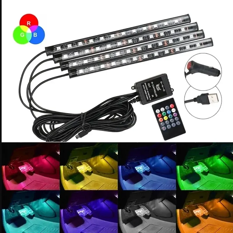 Bande LED RGB universelle pour habitacle de voiture, 8 couleurs d'ambiance, compatible SUV et 4x4