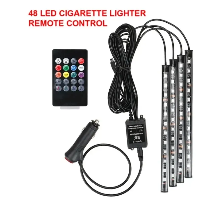 Bande LED RGB universelle pour habitacle de voiture, 8 couleurs d'ambiance, compatible SUV et 4x4 8