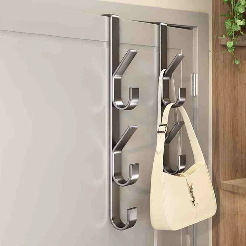 Crochet de porte facile à installer en métal solide, porte-manteau adapté aux vêtements, chapeaux et sacs, design compact, idéal pour la maison 3