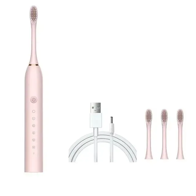Brosse à dents électrique sonique rechargeable USB X-3 pour adulte, 6 modes de nettoyage, blanchiment et nettoyage des dents, lavable 7