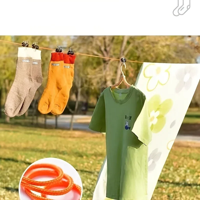 Corde à linge rétractable utilisée en extérieur