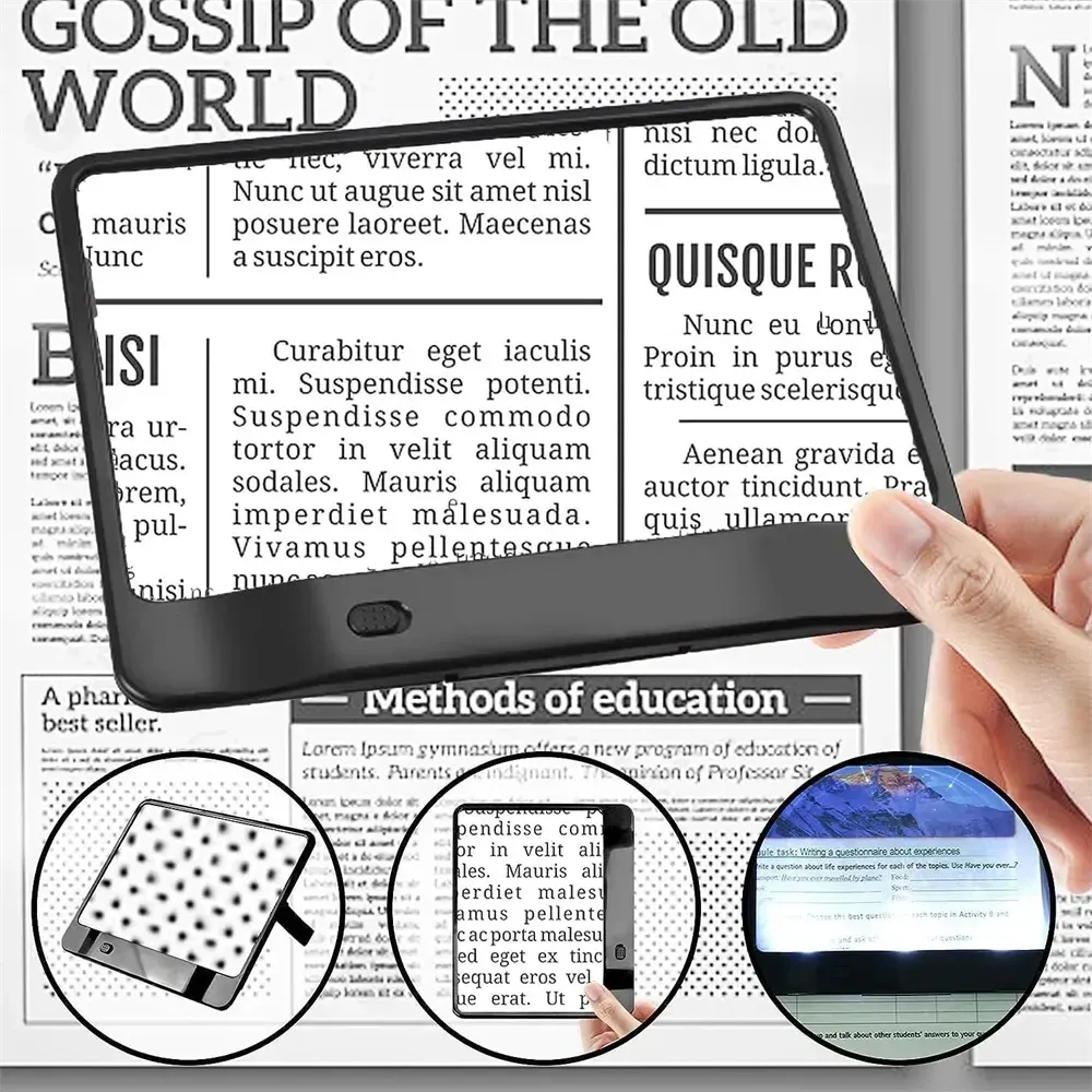 Loupe de lecture grand format à 3 fois de grossissement, à éclairage LED, légère, pour livres, enfants et seniors 2