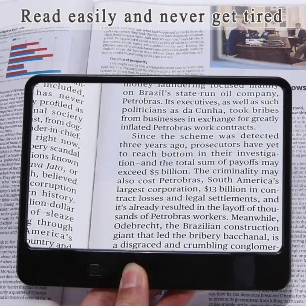 Loupe de lecture grand format à 3 fois de grossissement, à éclairage LED, légère, pour livres, enfants et seniors 3