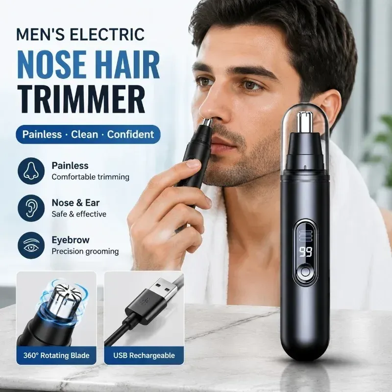 Tondeuse électrique pour le nez, les oreilles et les sourcils pour hommes, rechargeable par USB, étanche et indolore, mini-tondeuse portable 1
