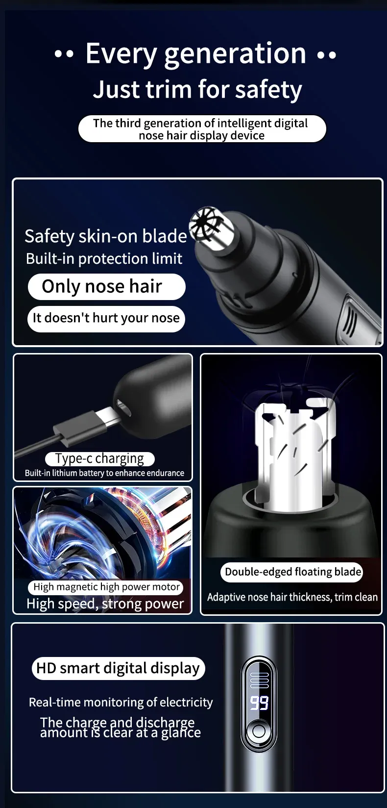 Tondeuse à poils de nez en situation d'utilisation