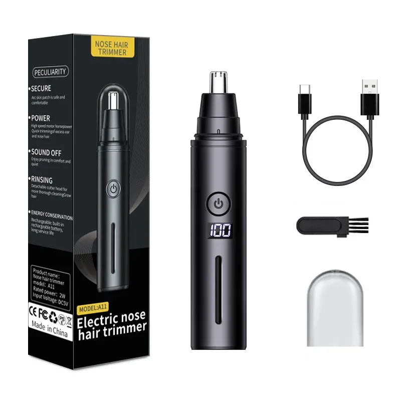 Tondeuse électrique pour le nez, les oreilles et les sourcils pour hommes, rechargeable par USB, étanche et indolore, mini-tondeuse portable 9