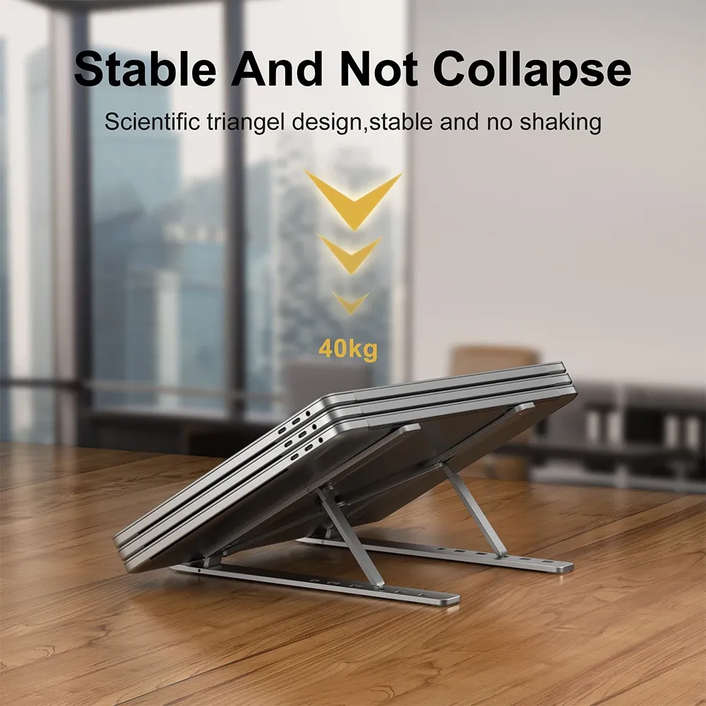 Support réglable en alliage d'aluminium pour ordinateur portable, support de refroidissement à hauteur ajustable pour MacBook et Lenovo, accessoires pour ordinateur portable 3