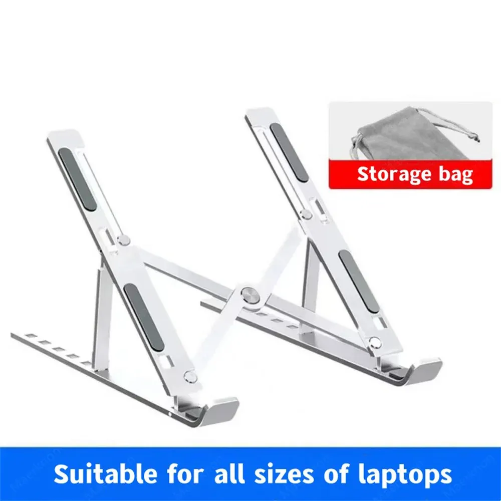 Support réglable en alliage d'aluminium pour ordinateur portable, support de refroidissement à hauteur ajustable pour MacBook et Lenovo, accessoires pour ordinateur portable 8