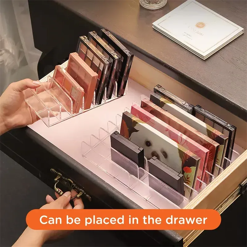 Organisateur de maquillage en acrylique pour palettes de fard à paupières, rangement cosmétique à 7 compartiments 3