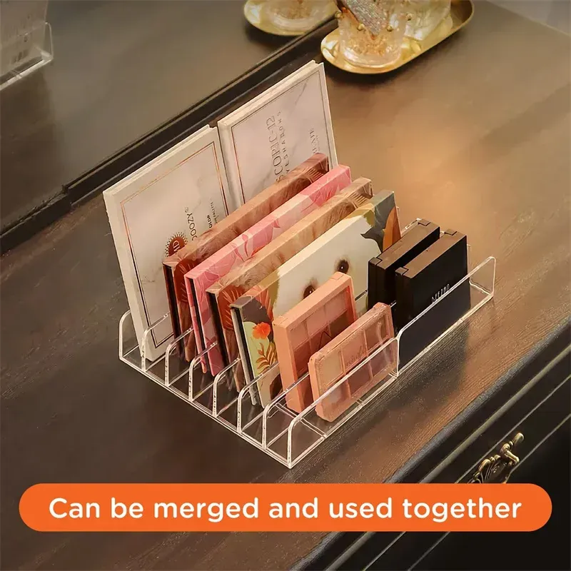 Organisateur de maquillage en acrylique pour palettes de fard à paupières, rangement cosmétique à 7 compartiments 5
