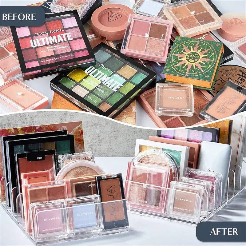 Organisateur de maquillage en acrylique pour palettes de fard à paupières, rangement cosmétique à 7 compartiments 6