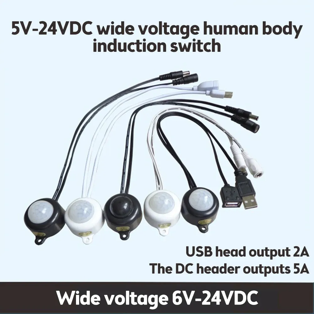 Interrupteur à capteur de mouvement PIR infrarouge USB, détecteur de présence DC 5 V / 12 V / 24 V pour éclairage LED - Image 1