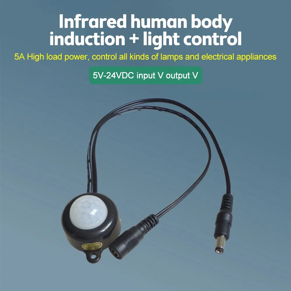 Interrupteur à capteur de mouvement PIR infrarouge USB, détecteur de présence DC 5 V / 12 V / 24 V pour éclairage LED 3
