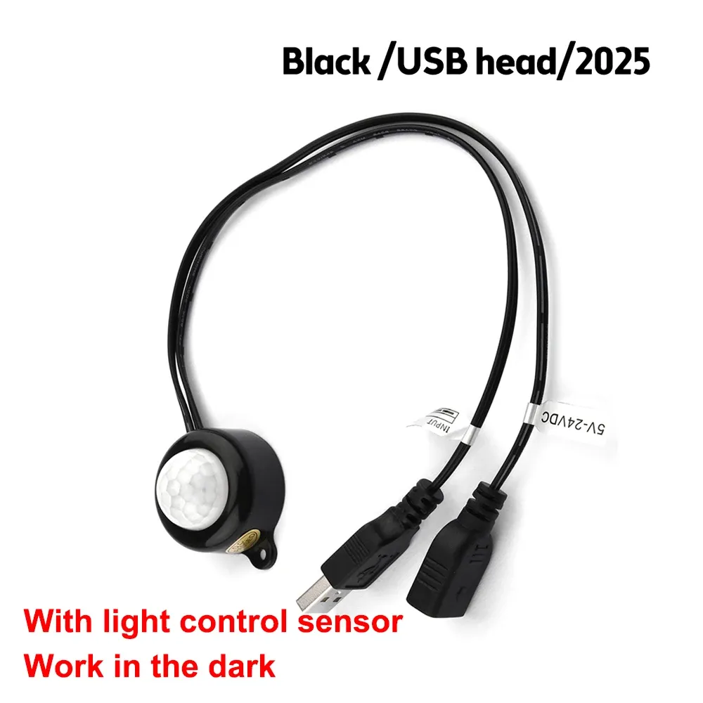 Interrupteur à capteur de mouvement PIR infrarouge USB, détecteur de présence DC 5 V / 12 V / 24 V pour éclairage LED 12