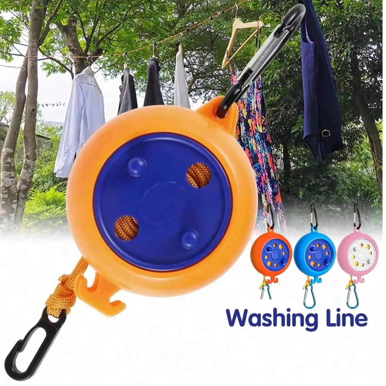 Corde à linge rétractable portable de 8 m pour le camping en plein air - Image 1