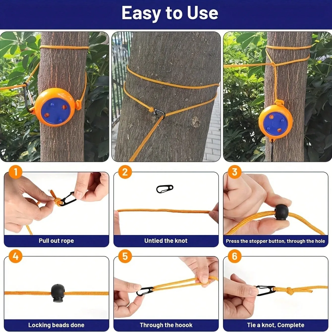 Corde à linge rétractable portable de 8 m pour le camping en plein air 3