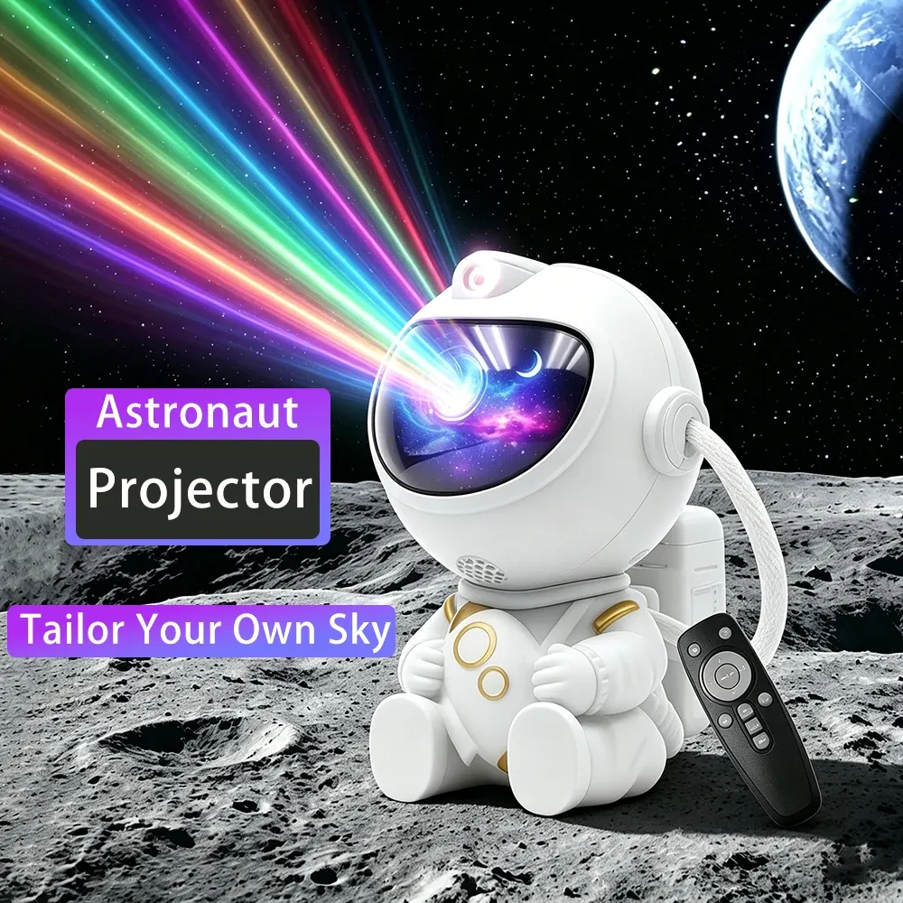 Projecteur d'étoiles astronaute avec télécommande, lampe de plafond à rotation 360° pour chambre à coucher et chambre d'enfant, effet galaxie et nébuleuse - Image 1