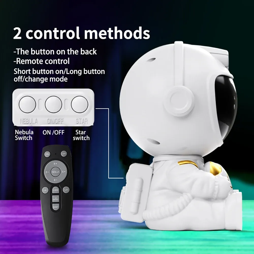 Projecteur d'étoiles astronaute avec télécommande, lampe de plafond à rotation 360° pour chambre à coucher et chambre d'enfant, effet galaxie et nébuleuse 4
