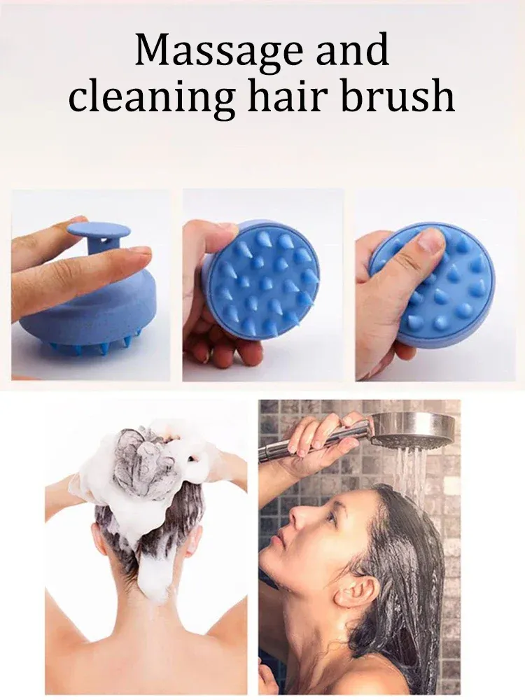 Brosse à shampooing en silicone, en situation
