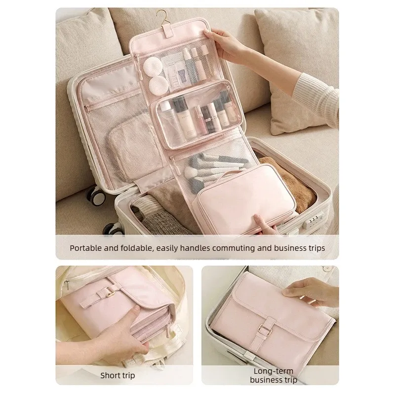 Trousse de toilette de voyage suspendable, grande capacité, organisateur minimaliste 2
