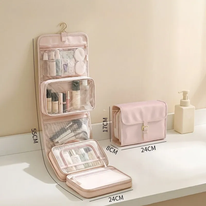 Trousse de toilette de voyage suspendable, grande capacité, organisateur minimaliste 3