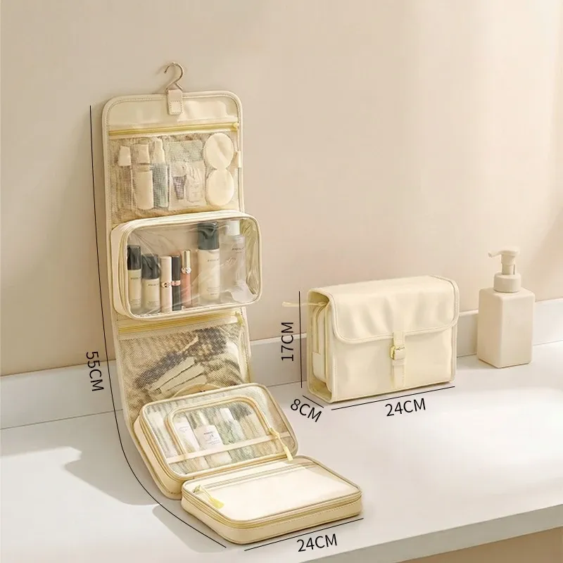 Trousse de toilette de voyage suspendable, grande capacité, organisateur minimaliste 4