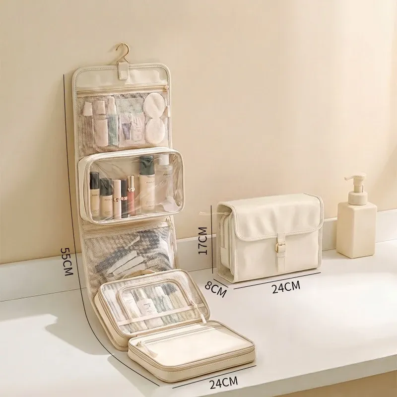 Trousse de toilette de voyage suspendable, grande capacité, organisateur minimaliste 6