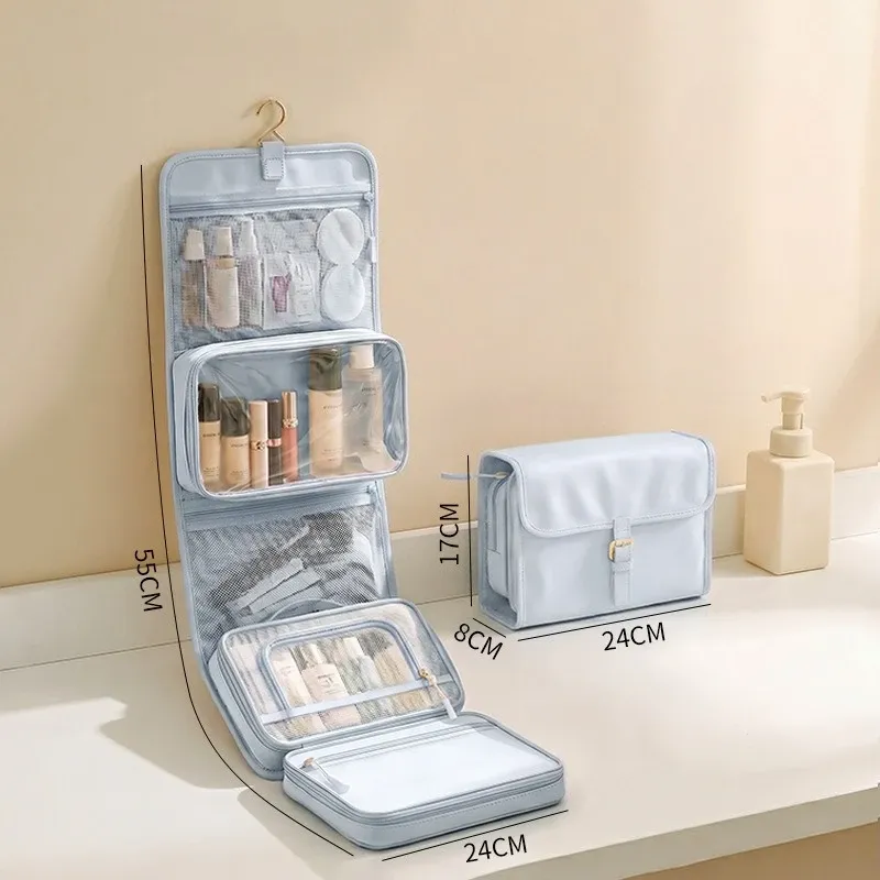 Trousse de toilette de voyage suspendable, grande capacité, organisateur minimaliste 5