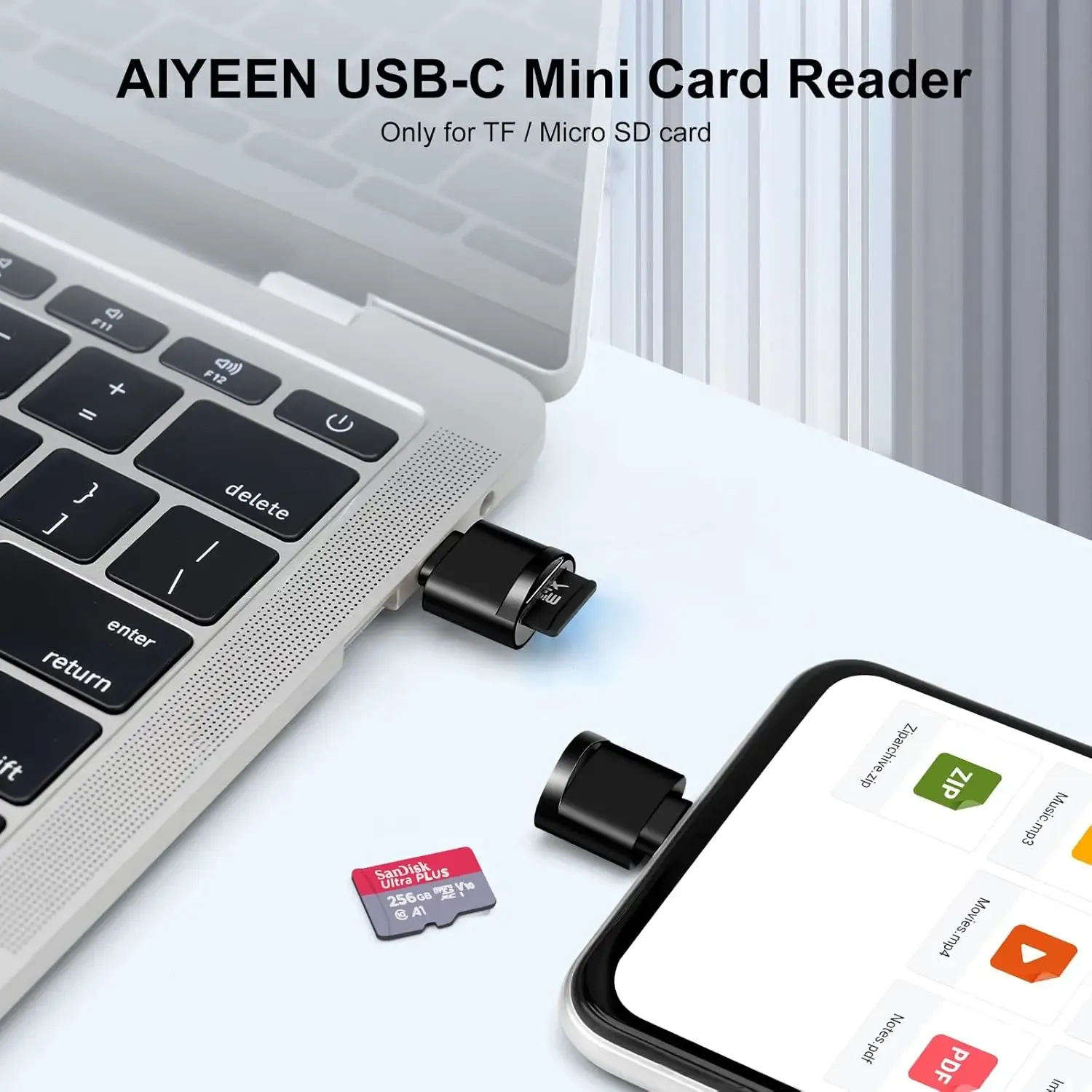 Lecteur de cartes TF USB-C, adaptateur USB-C vers USB-A, adaptateur OTG portable pour téléphone Android, appareil photo et ordinateur portable, lecteur de cartes Type-C en métal 2