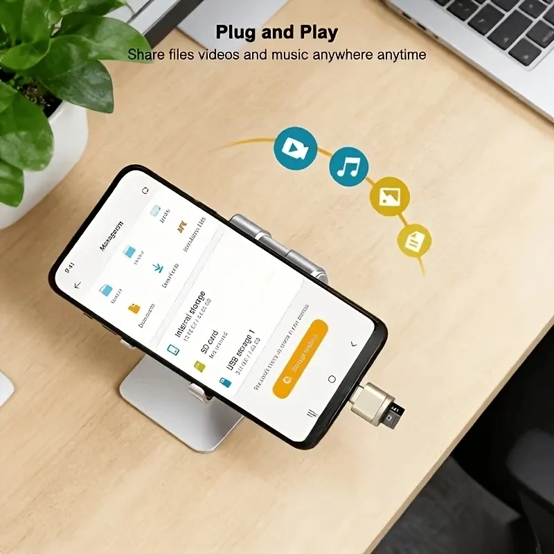Lecteur de cartes TF USB-C, adaptateur USB-C vers USB-A, adaptateur OTG portable pour téléphone Android, appareil photo et ordinateur portable, lecteur de cartes Type-C en métal 5