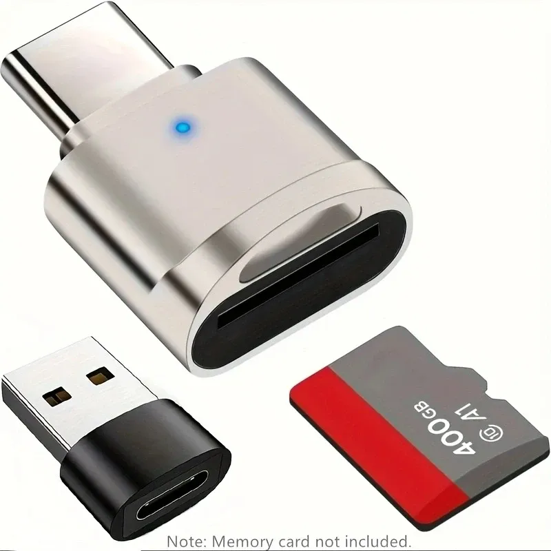 Lecteur de cartes TF USB-C, adaptateur USB-C vers USB-A, adaptateur OTG portable pour téléphone Android, appareil photo et ordinateur portable, lecteur de cartes Type-C en métal 9