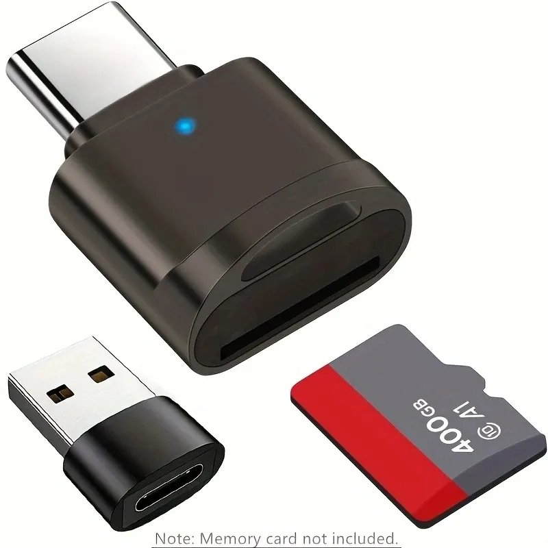 Lecteur de cartes TF USB-C, adaptateur USB-C vers USB-A, adaptateur OTG portable pour téléphone Android, appareil photo et ordinateur portable, lecteur de cartes Type-C en métal 7