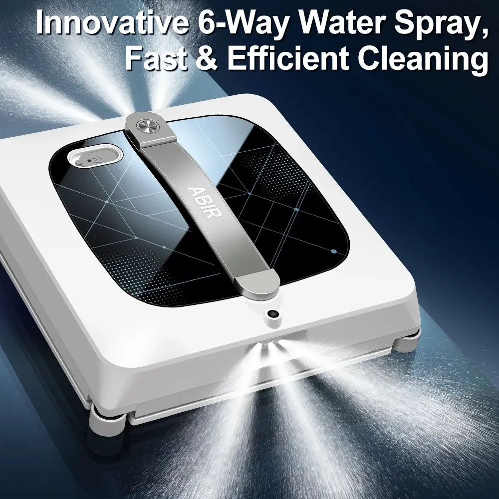 Robot nettoyeur de vitres ABIR WD10 : double brosse à rouleaux, 4 brosses d'angle, pulvérisation d'eau 6 voies, aspiration 10 000 Pa, lavage et essuyage combinés 4