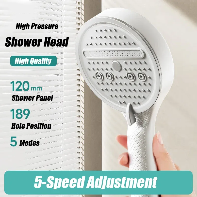 Pommeau de douche haute pression, pommeau portatif à 5 modes, réglable, économe en eau, accessoires de salle de bain suspendus