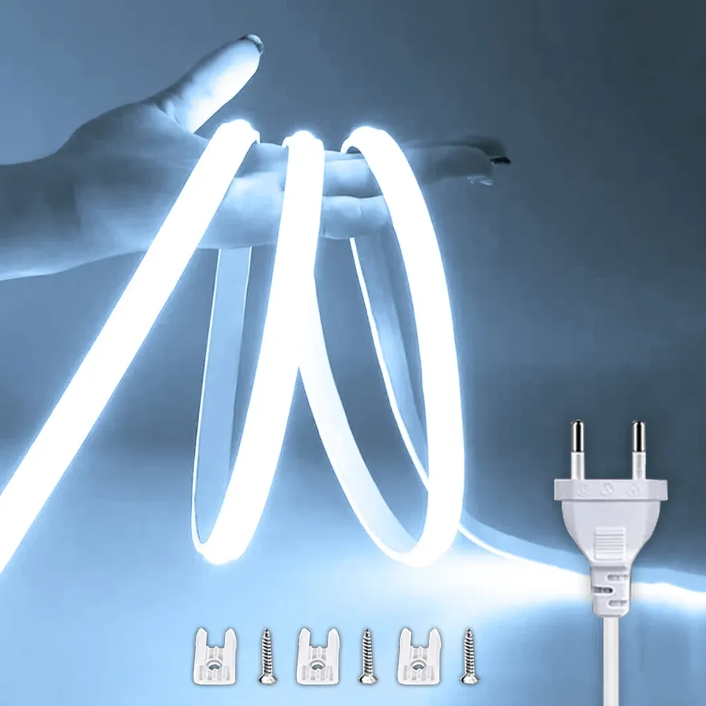 Ruban LED COB étanche 220 V avec interrupteur marche/arrêt, éclairage flexible pour chambre, cuisine et jardin 8