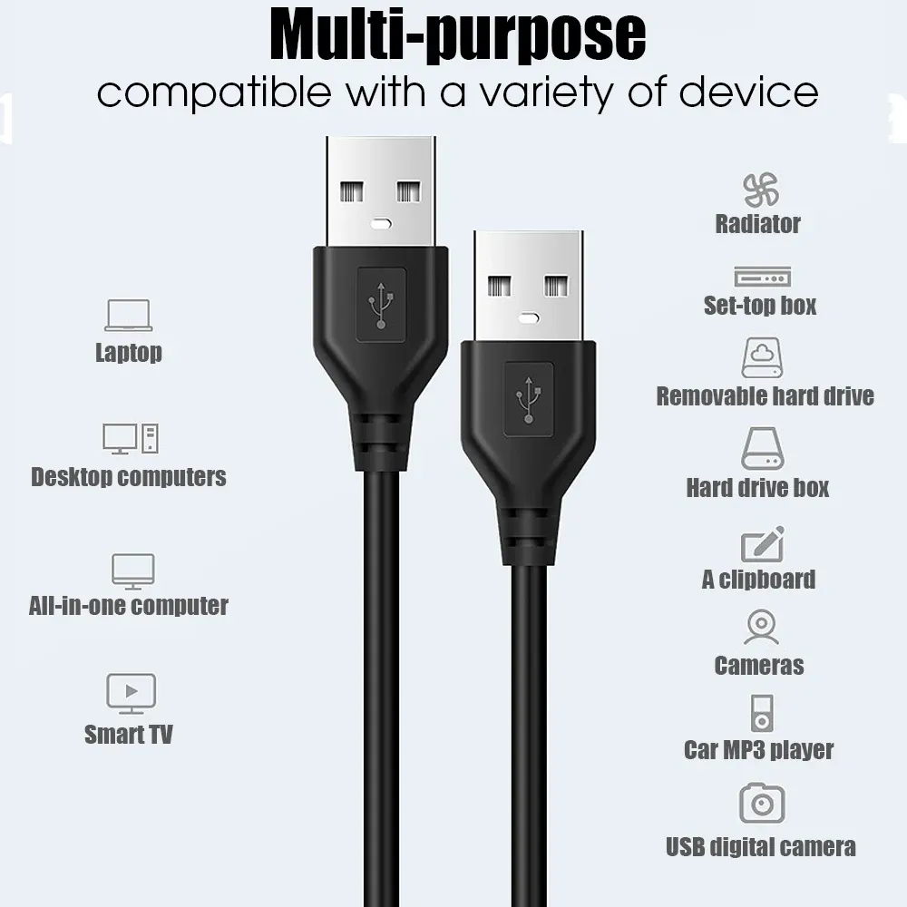 Câble d'extension USB 3.0 mâle vers mâle, compatible USB 2.0, transmission rapide des données pour disque dur 5