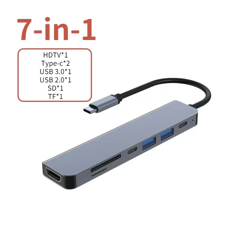Hub USB-C vers HDMI 4K, station d'accueil avec charge USB-C PD et ports USB 3.0 et 2.0 pour MacBook, iPad, Samsung Galaxy S10 DeX, TV, souris, clavier et clé USB 7