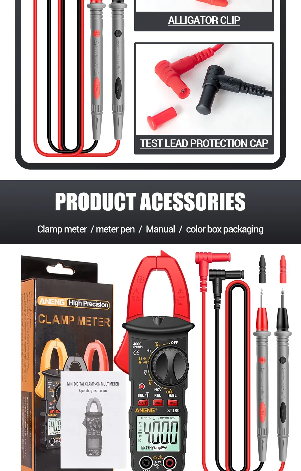 Pince ANENG ST180 vue de face