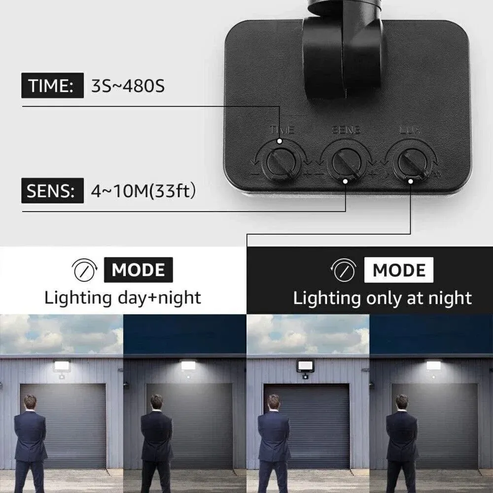 Projecteur LED extérieur à détecteur de mouvement IP66 étanche, 10 W à 100 W, éclairage de sécurité économe en énergie 5