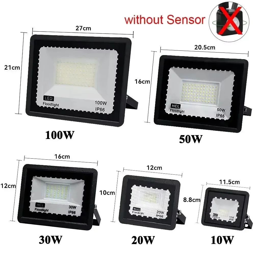 Projecteur LED extérieur à détecteur de mouvement IP66 étanche, 10 W à 100 W, éclairage de sécurité économe en énergie 7