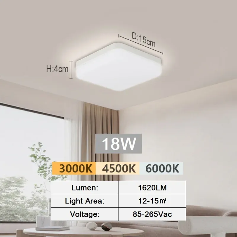Plafonnier LED moderne 18-48 W à encastrer, 3000K-6000K, lumière du jour 9