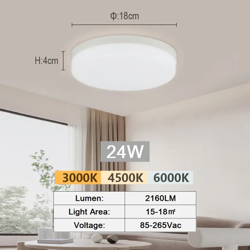 Plafonnier LED moderne 18-48 W à encastrer, 3000K-6000K, lumière du jour 13