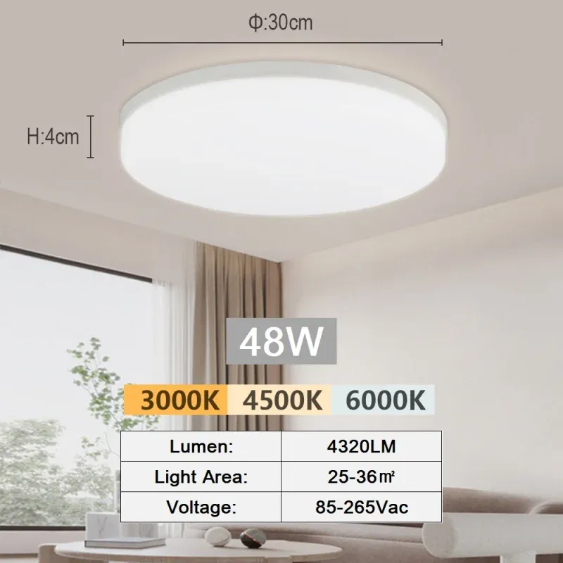 Plafonnier LED moderne 18-48 W à encastrer, 3000K-6000K, lumière du jour 7