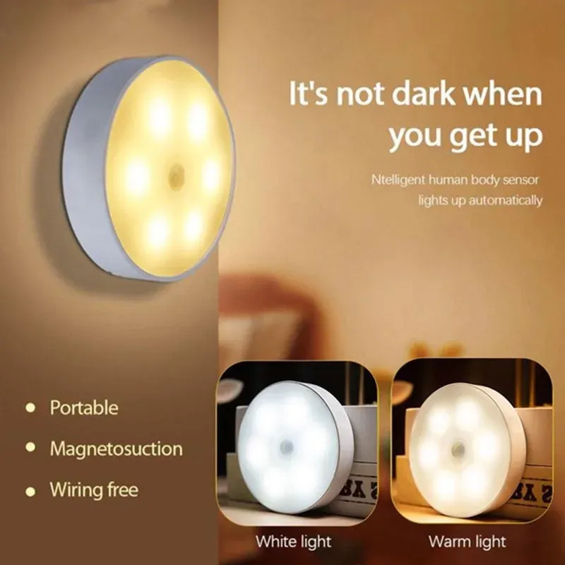 Veilleuse LED rechargeable USB avec capteur de mouvement pour chambre, escalier, couloir et garde-robe