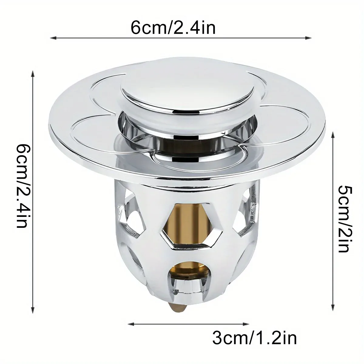 Bouchon de lavabo pop-up en acier inoxydable avec panier anti-colmatage et filtre de vidange à poussoir facile 4