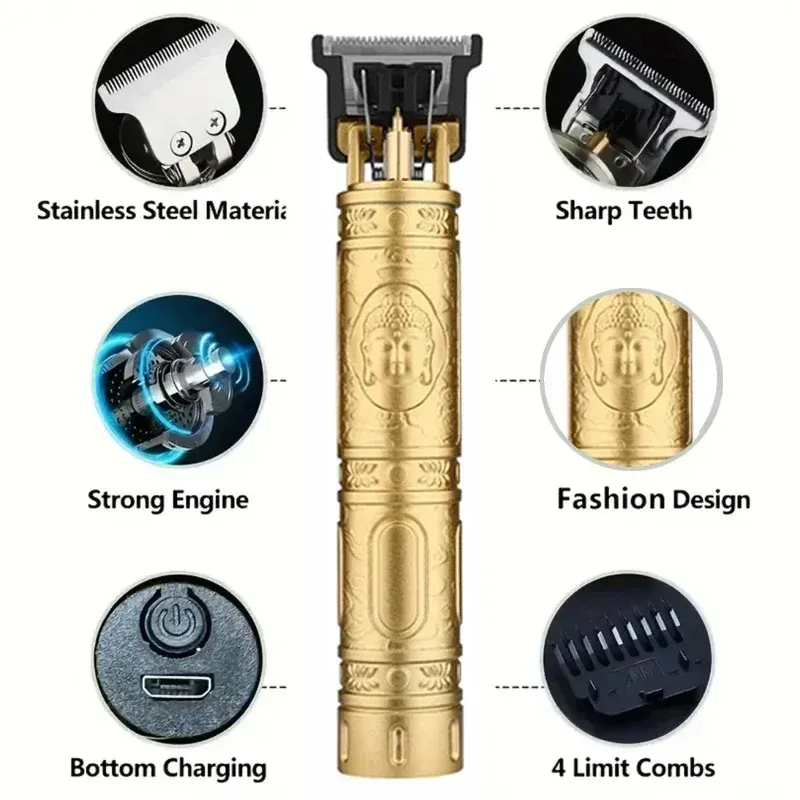 Tondeuse à cheveux professionnelle T9 avec accessoires pour hommes | Charge rapide USB | Barbe, corps et cheveux | Rasoir électrique de précision 4